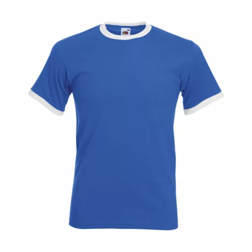 Uniszex póló  Rövid ujjú Fruit of the Loom Ringer T   Fehér/Sötétkék navy   urespolo.hu