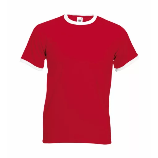 Uniszex póló  Rövid ujjú Fruit of the Loom Ringer T   Fehér/Sötétkék navy   urespolo.hu