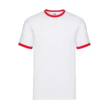Uniszex póló  Rövid ujjú Fruit of the Loom Ringer T   Fehér/Piros   urespolo.hu