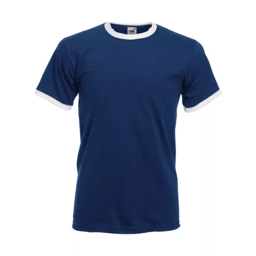 Uniszex póló  Rövid ujjú Fruit of the Loom Ringer T   Fehér/Piros   urespolo.hu