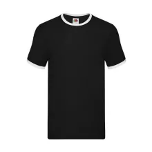 Uniszex póló  Rövid ujjú Fruit of the Loom Ringer T   Fekete/Fehér   urespolo.hu