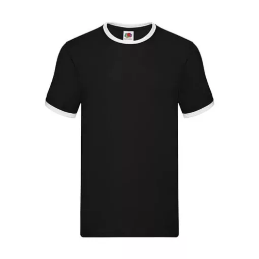 Uniszex póló  Rövid ujjú Fruit of the Loom Ringer T   Fekete/Fehér   urespolo.hu