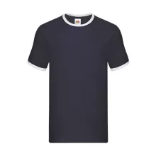 Uniszex póló  Rövid ujjú Fruit of the Loom Ringer T   Sötétkék navy/fehér   urespolo.hu