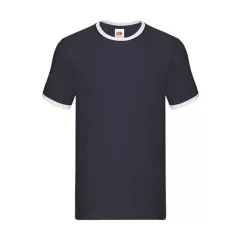 Uniszex póló  Rövid ujjú Fruit of the Loom Ringer T   Sötétkék navy/fehér   urespolo.hu