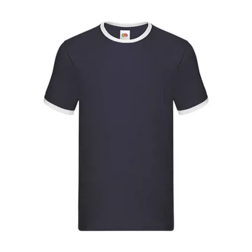 Uniszex póló  Rövid ujjú Fruit of the Loom Ringer T   Sötétkék navy/fehér   urespolo.hu