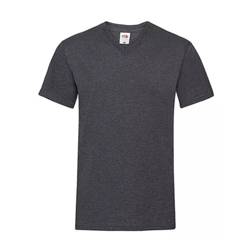 Férfi póló  Rövid ujjú Fruit of the Loom Valueweight V-Neck-Tee   Sötét heather szürke   urespo