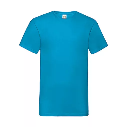 Férfi póló  Rövid ujjú Fruit of the Loom Valueweight V-Neck-Tee   Azur kék   urespolo.hu