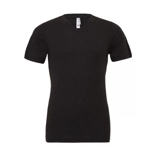 Uniszex rövid ujjú póló Bella Canvas Unisex Triblend V-Neck T-Shirt M, Szénszürke-Fekete Trible