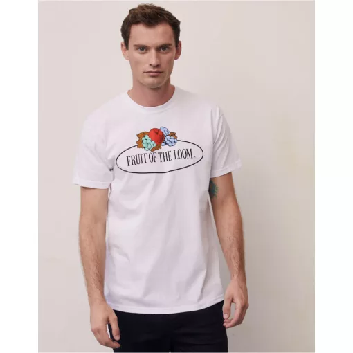 Férfi rövid ujjú felső Fruit of the Loom Vintage T Large Logo Print 2XL, Piros