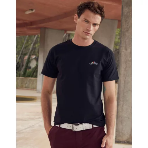 Férfi rövid ujjú póló Fruit of the Loom Vintage T Small Logo Print S, Mély sötétkék (navy)