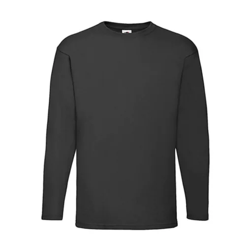 Férfi póló  Hosszú ujjú Fruit of the Loom Value Weight LS T   Fekete   urespolo.hu
