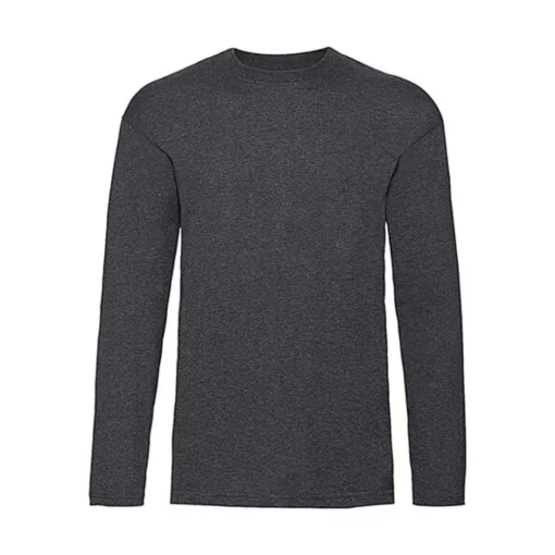 Férfi póló  Hosszú ujjú Fruit of the Loom Value Weight LS T   Sötét heather szürke   urespolo.h