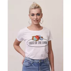 Női rövid ujjú felső Fruit of the Loom Ladies Vintage T Large Logo Print XL, Fehér