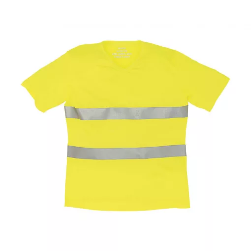 Uniszex rövid ujjú póló munkaruha Yoko Fluo Super Light V-Neck T-Shirt 3XL, Fluo Sárga