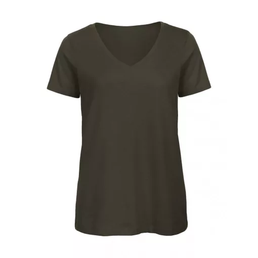 Női rövid ujjú organikus felső B and C Organic Inspire V /women T-Shirt XS, Khaki zöld