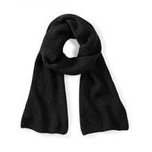 Uniszex sál Beechfield Metro Knitted Scarf Egy méret, Fekete