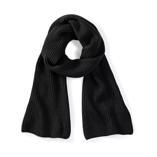 Uniszex sál Beechfield Metro Knitted Scarf Egy méret, Fekete
