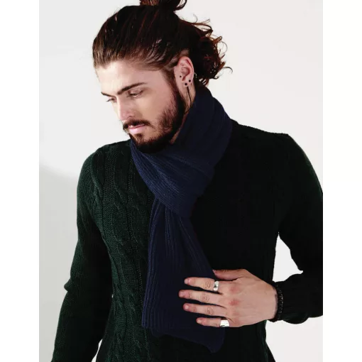 Uniszex sál Beechfield Metro Knitted Scarf Egy méret, Szürke