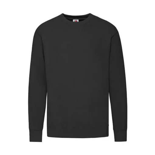 Férfi Pulóver  Hosszú ujjú Fruit of the Loom Lightweight Set-In Sweat   Fekete   urespolo.hu