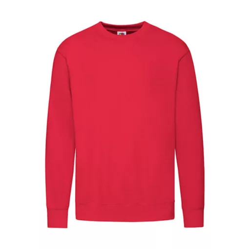 Férfi Pulóver  Hosszú ujjú Fruit of the Loom Lightweight Set-In Sweat   Piros   urespolo.hu
