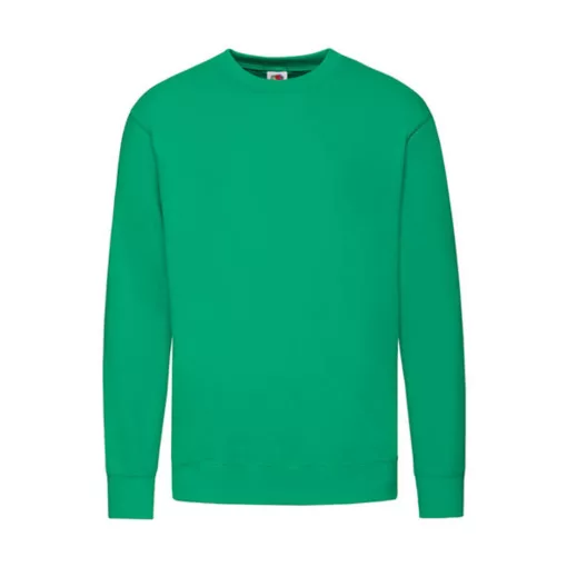 Férfi Pulóver  Hosszú ujjú Fruit of the Loom Lightweight Set-In Sweat   Kelly zöld   urespolo.h