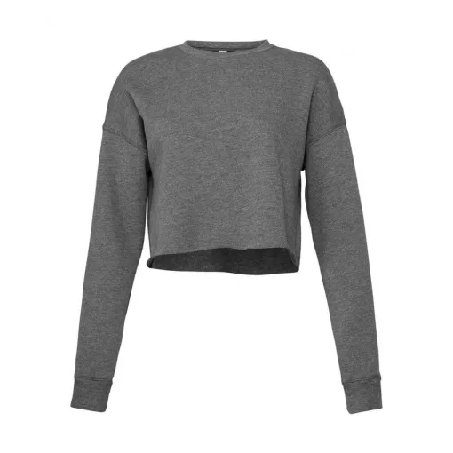 Női hosszú ujjú pulóver Bella Canvas Women's Cropped Crew Fleece M, Mély Heather