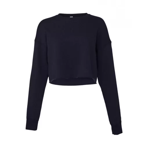 Női hosszú ujjú pulóver Bella Canvas Women's Cropped Crew Fleece S, Sötétkék (navy)