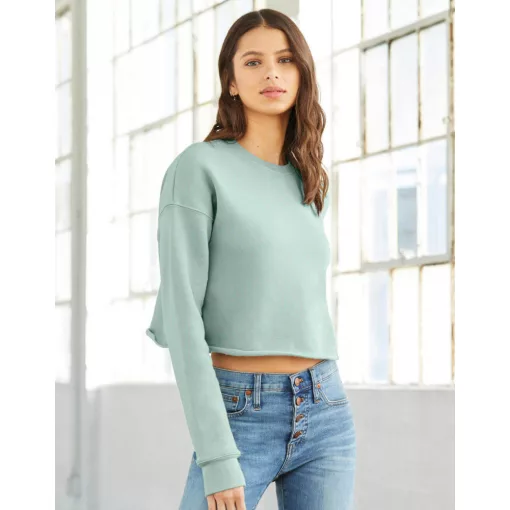 Női hosszú ujjú pulóver Bella Canvas Women\'s Cropped Crew Fleece L, Sötétkék (navy)