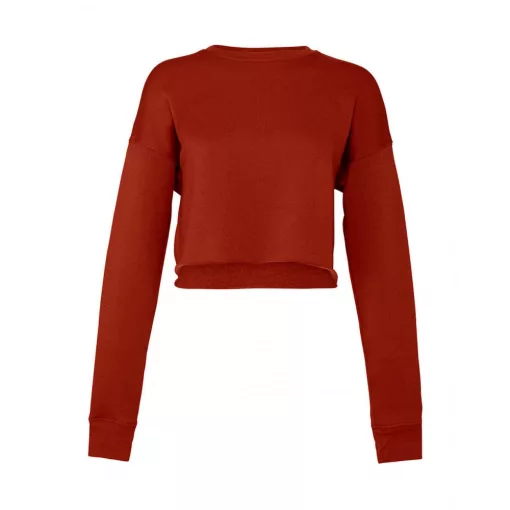 Női hosszú ujjú pulóver Bella Canvas Women's Cropped Crew Fleece L, Téglavörös