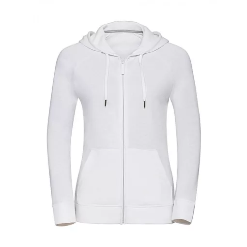 Női kapucnis hosszú ujjú pulóver Russell Europe Ladies' HD Zipped Hood Sweat M, Fehér