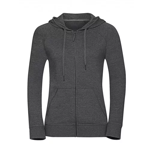 Női kapucnis hosszú ujjú pulóver Russell Europe Ladies' HD Zipped Hood Sweat 2XL, Szürke marl