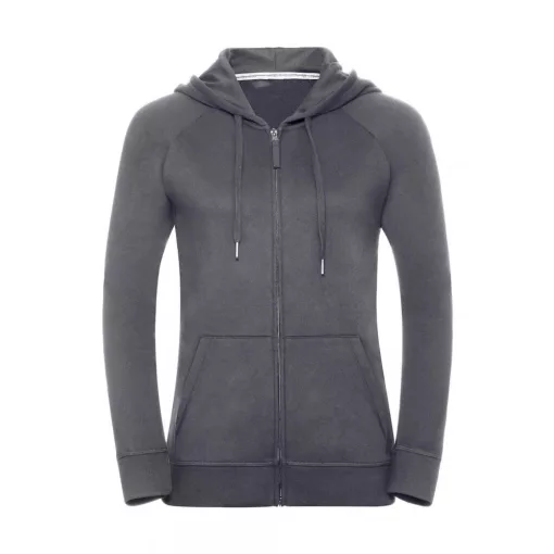 Női kapucnis hosszú ujjú pulóver Russell Europe Ladies' HD Zipped Hood Sweat L, Konvoj szürke