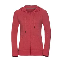 Női kapucnis hosszú ujjú pulóver Russell Europe Ladies' HD Zipped Hood Sweat S, Piros marl