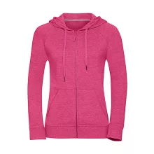 Női kapucnis hosszú ujjú pulóver Russell Europe Ladies' HD Zipped Hood Sweat M, Rózsaszín marl