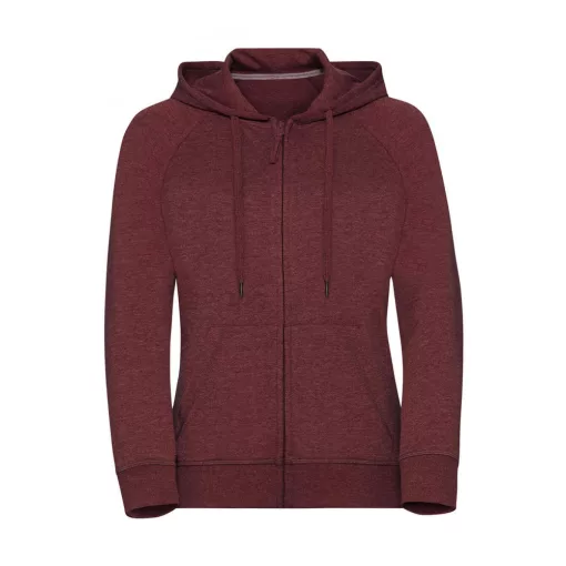 Női kapucnis hosszú ujjú pulóver Russell Europe Ladies' HD Zipped Hood Sweat XS, Maroon Marl