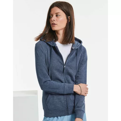 Női kapucnis hosszú ujjú pulóver Russell Europe Ladies\' HD Zipped Hood Sweat S, Maroon Marl