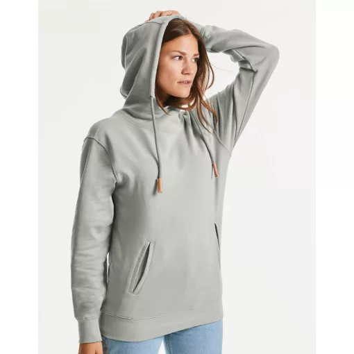 Női kapucnis hosszú ujjú organikus pulóver Russell Europe Pure Organic High Collar Hooded Sweat