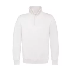 Uniszex pulóver  hosszú ujjú B&C 1/4 Zip Sweat - WUI22   Fehér   urespolo.hu