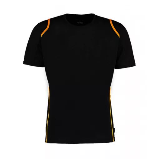 Férfi rövid ujjú póló Kustom Kit Regular Fit Cooltex Contrast Tee M, Fekete/Aranysárga