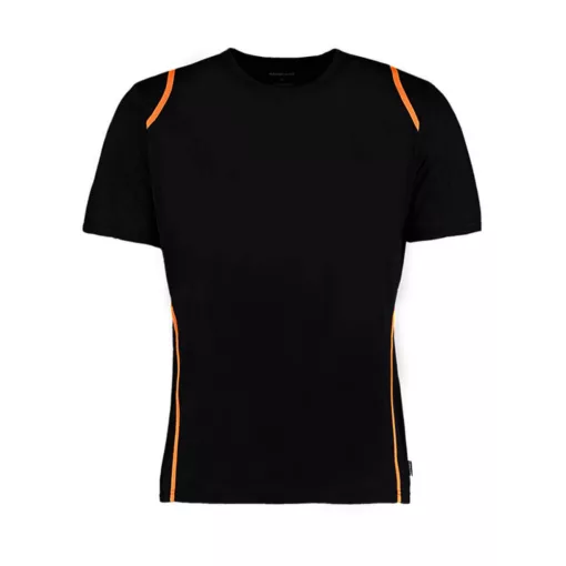 Férfi rövid ujjú póló Kustom Kit Regular Fit Cooltex Contrast Tee XL, Fekete/Fluorescent Naranc