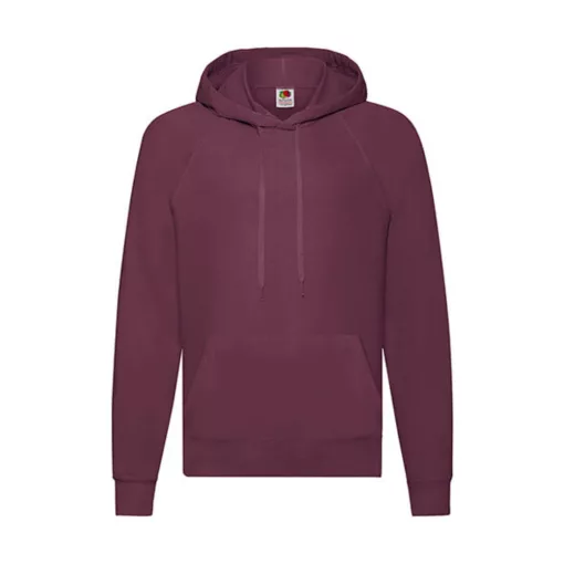 Férfi Pulóver Kapucnis Hosszú ujjú Fruit of the Loom Lightweight Hooded Sweat   Burgundi vörös