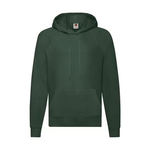 Férfi Pulóver Kapucnis Hosszú ujjú Fruit of the Loom Lightweight Hooded Sweat   Sötétzöld   ure