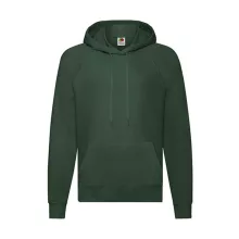 Férfi Pulóver Kapucnis Hosszú ujjú Fruit of the Loom Lightweight Hooded Sweat   Sötétzöld   ure