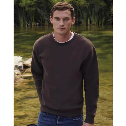 Uniszex Pulóver  Hosszú ujjú Fruit of the Loom Premium Set In Sweat   Fekete   urespolo.hu