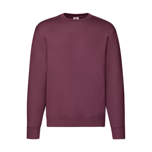 Uniszex Pulóver  Hosszú ujjú Fruit of the Loom Premium Set In Sweat   Burgundi vörös   urespolo
