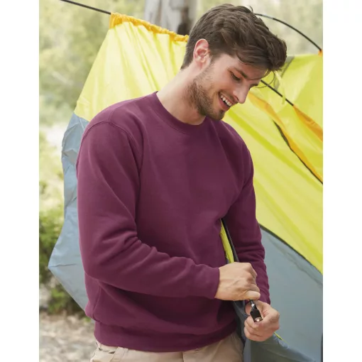 Uniszex Pulóver  Hosszú ujjú Fruit of the Loom Premium Set In Sweat   Oliva zöld   urespolo.hu