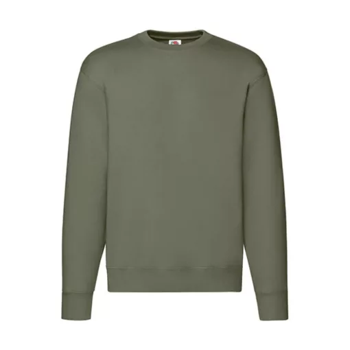 Uniszex Pulóver  Hosszú ujjú Fruit of the Loom Premium Set In Sweat   Oliva zöld   urespolo.hu