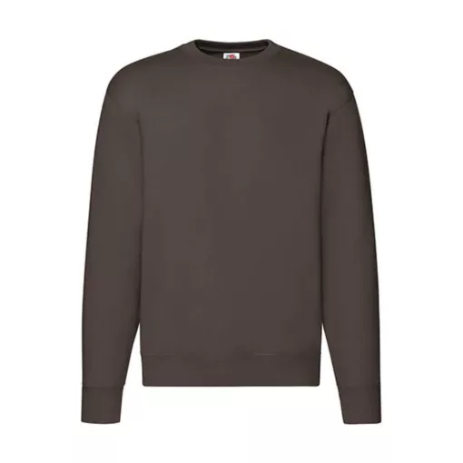 Uniszex Pulóver  Hosszú ujjú Fruit of the Loom Premium Set In Sweat   Csokoládébarna   urespolo