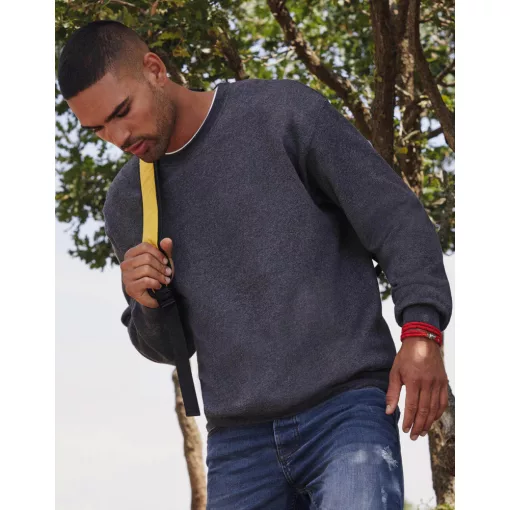 Férfi hosszú ujjú pulóver Fruit of the Loom Classic Set In Sweat S, Vintage Heather Piros