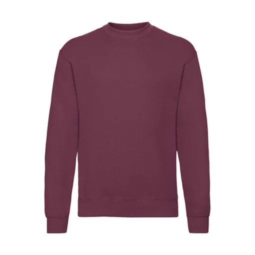 Uniszex Pulóver  Hosszú ujjú Fruit of the Loom Classic Set In Sweat   Burgundi vörös   urespolo